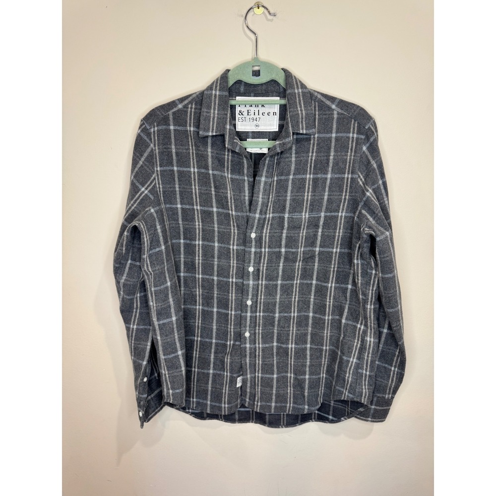 Frank & Eileen Eileen Italian Flannel Gray Plaid Button Down sz XS